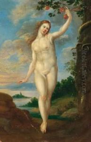 Adam And Eve Oil Painting by Johann Konig