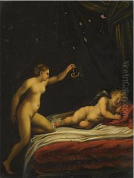 Cupid And Psyche Oil Painting by Johann Konig