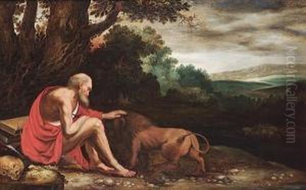 Saint Jerome In The Wilderness Oil Painting by Johann Konig