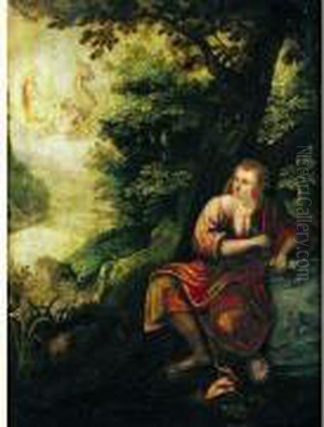 La Vision De Saint Jean Oil Painting by Johann Konig