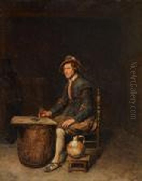 Sitzender Jager In Einer Taverne Oil Painting by Philips Koninck