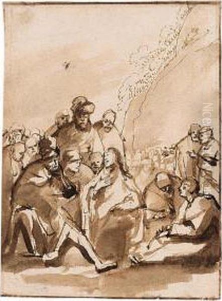 Christ Preaching Oil Painting by Philips Koninck