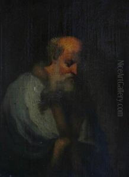 A Portrait Of A Bearded Man Wearing A Whiterobe Oil Painting by Salomon Koninck