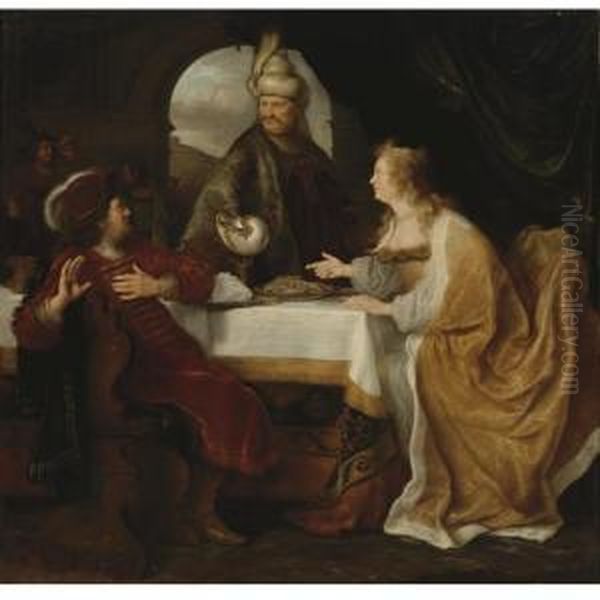 Esther's Banquet Oil Painting by Salomon Koninck