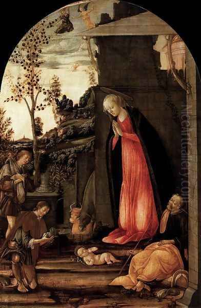 Adoration of the Shepherds 1490s Oil Painting by Michele Ciampanti