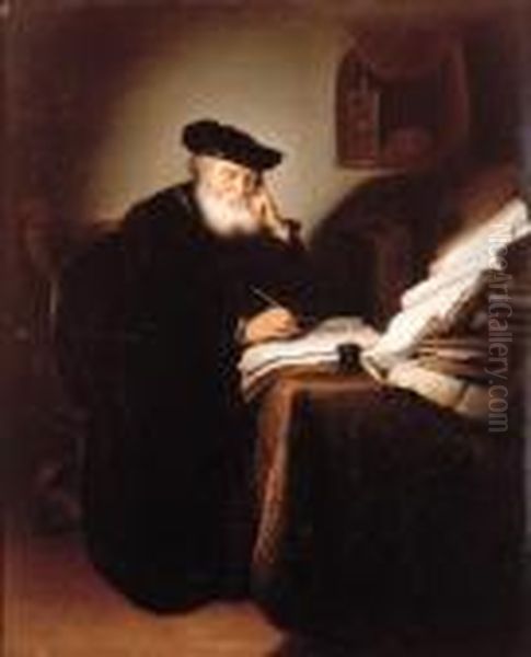 A Scholar In His Study Oil Painting by Salomon Koninck