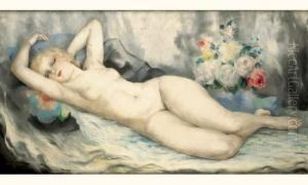 Femme Nue Assoupie Oil Painting by Micao Kono