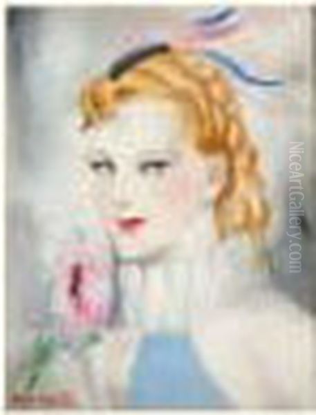 Jeune Femme A La Fraise Oil Painting by Micao Kono