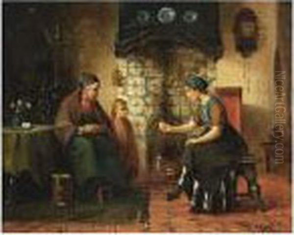 The Treat; The Fortune Teller Oil Painting by Sipke Kool