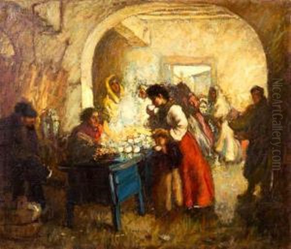 At The Market Oil Painting by Augustus B. Koopman