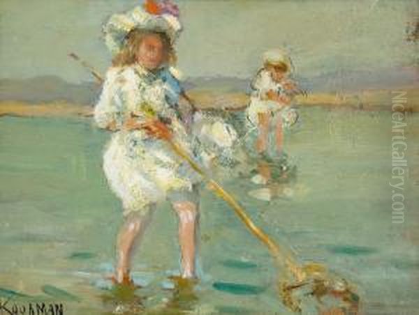 Ninas En La Playa Oil Painting by Augustus B. Koopman