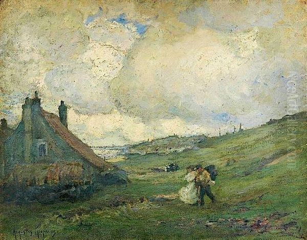 Paysage, Maisons En Bord De Mer Oil Painting by Augustus B. Koopman