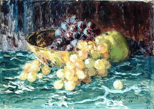 Still Life with Grapes 1924 Oil Painting by Molly Cramer