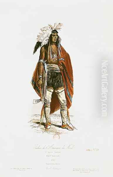 North American Indian, from 'Modes et Costumes Historiques', 1862 Oil Painting by Cartias