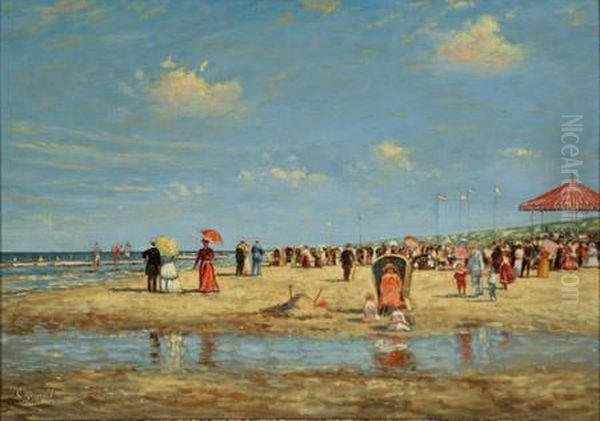 A Day At The Beach Oil Painting by Cornelis Koppenol