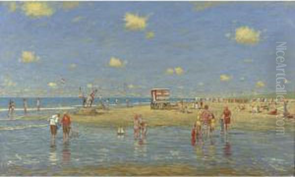 At The Beach Oil Painting by Cornelis Koppenol