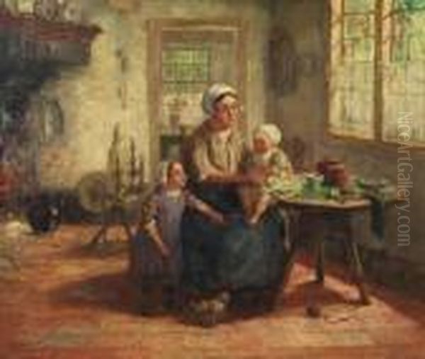 Happy Family Oil Painting by Cornelis Koppenol