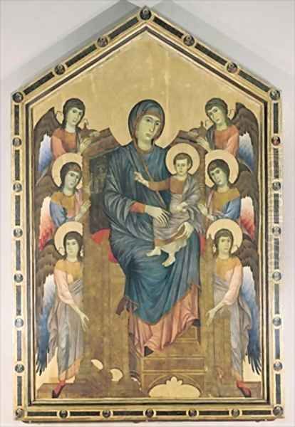 The Virgin and Child in Majesty surrounded by Six Angels Oil Painting by Giovanni Cimabue