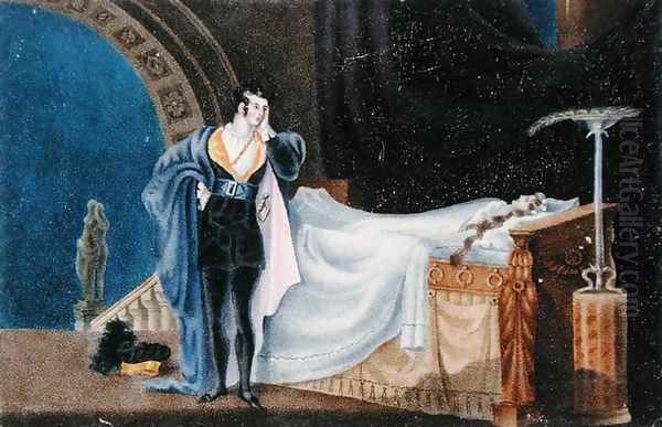 The Atheist viewing the dead body of his Wife Oil Painting by Alfred B. Clayton