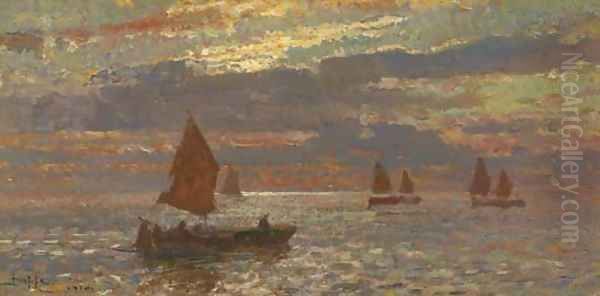 Tramonto in Laguna, Venezia Oil Painting by Beppe Ciardi