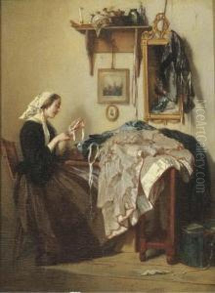 The Young Seamstress Oil Painting by Alexander Hugo Bakker Korff