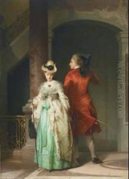 Flirtation Oil Painting by Pancraz Korle