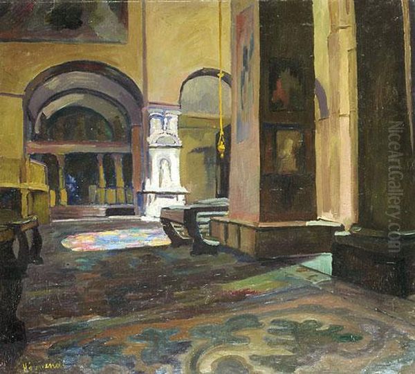 A Velencei San Marco Templom Oil Painting by Ervin Kormendi-Frim