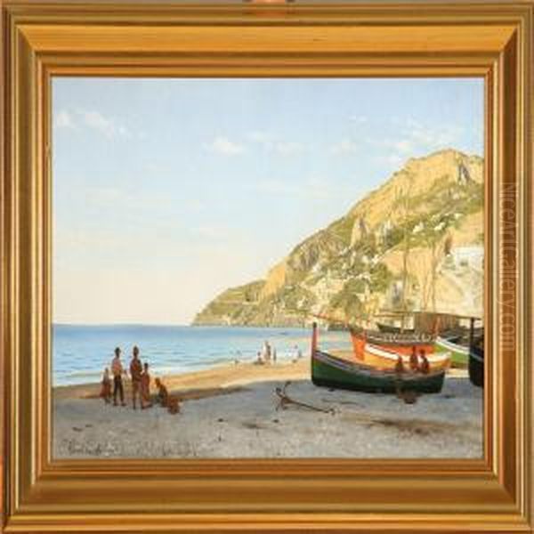 View From Coast Of Amalfi, Italy Oil Painting by Peter Kornbeck