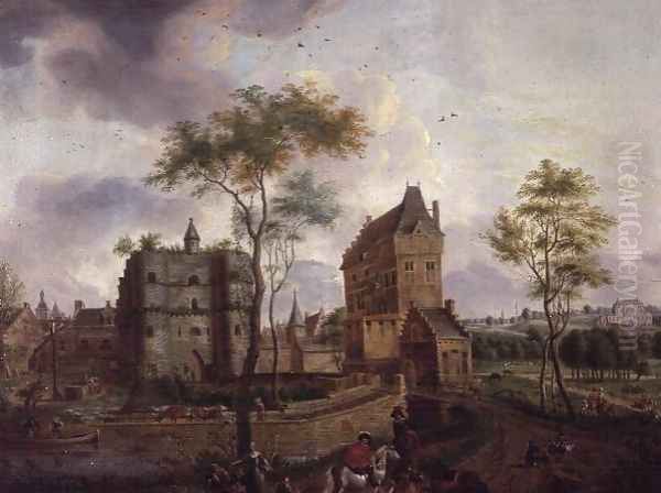 The town gates of Malines Oil Painting by Gerard-Philippe Colin