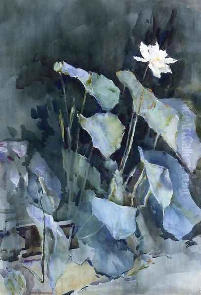 White Lotus Oil Painting by Ralph Wormsley Curtis