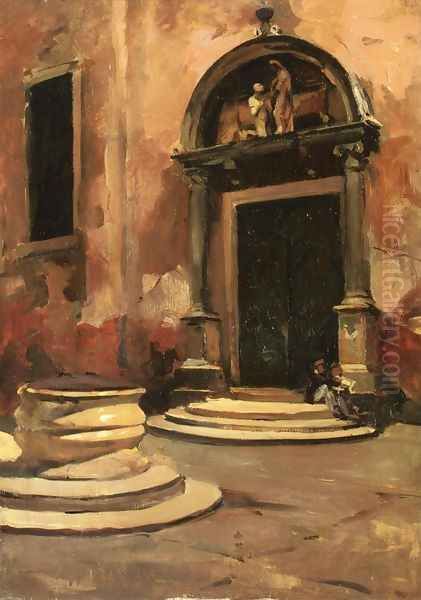 Entrance of Little Church Oil Painting by Ralph Wormsley Curtis