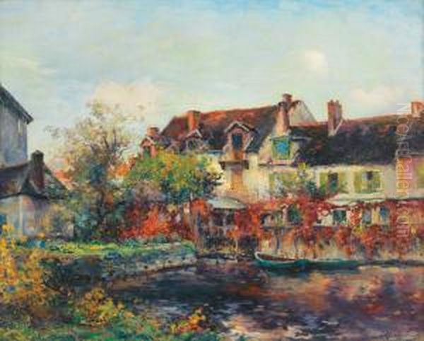 Paysage Au Bord De Riviere Oil Painting by Michel Korochansky