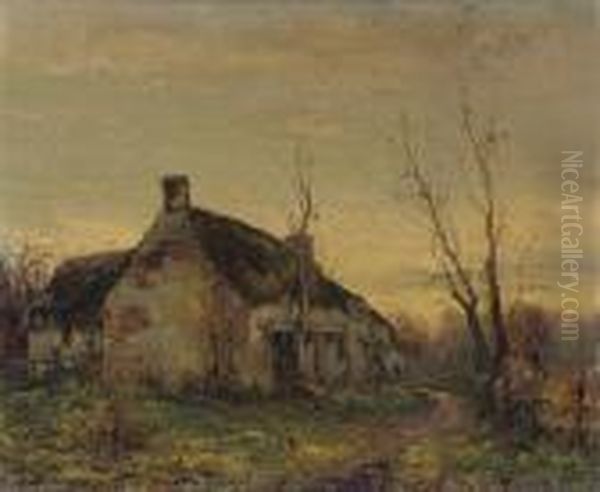 A Cottage At Dusk Oil Painting by Michel Korochansky