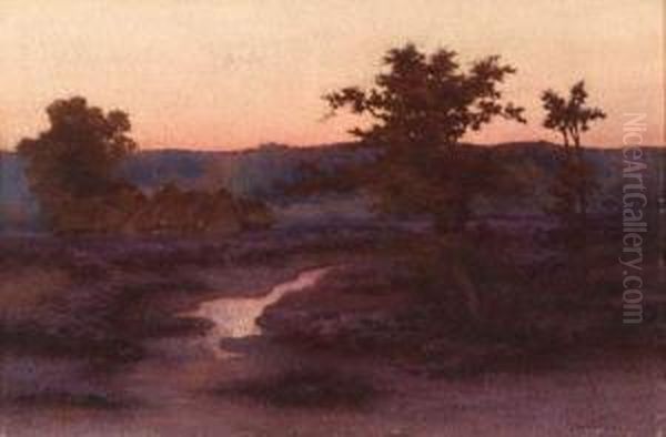 Paysage Au Crepuscule. Oil Painting by Michel Korochansky