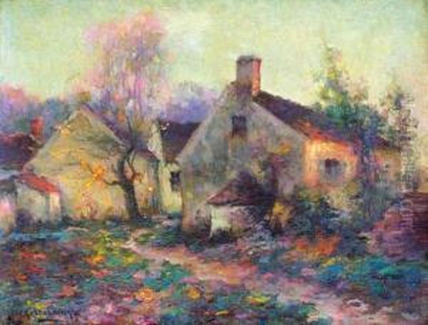 Village Oil Painting by Michel Korochansky