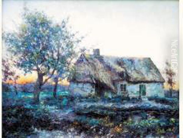 Paysage Avec La Chaumiere Oil Painting by Michel Korochansky