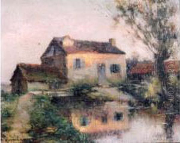 Maison Au Bord De L'eau Oil Painting by Michel Korochansky