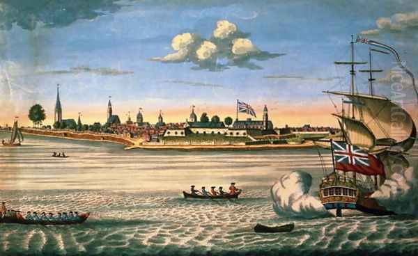 View of Fort George, with the city of New York from the south-west Oil Painting by John Carwitham