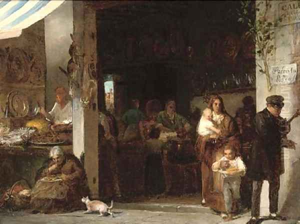 A bustling trattoria Oil Painting by Giulio Carlini