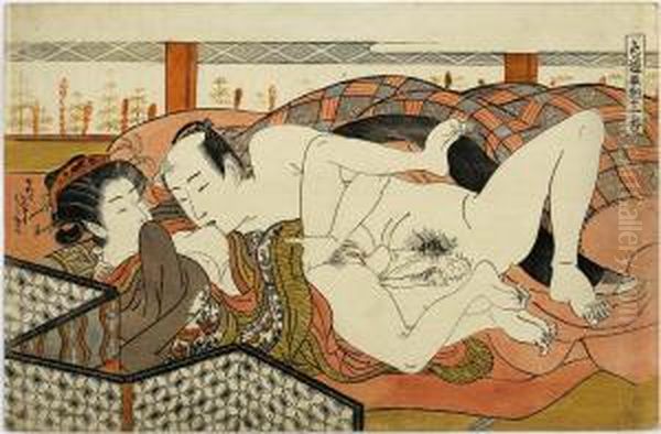 From The Series Shikido Torikumi Juniban Oil Painting by Isoda Koryusai