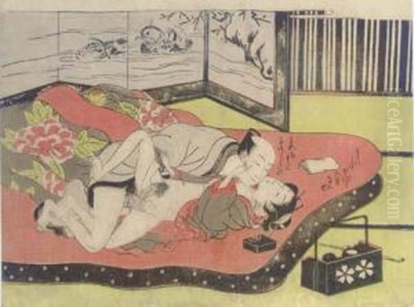 Ten Erotic Prints From Various Series Oil Painting by Isoda Koryusai