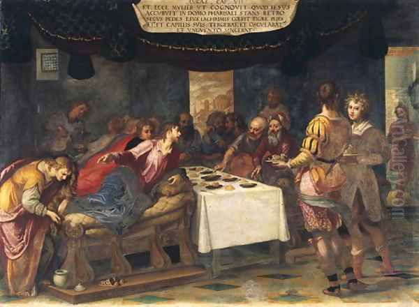 Christ in the House of Simon the Pharisee Oil Painting by Henri Coeylas