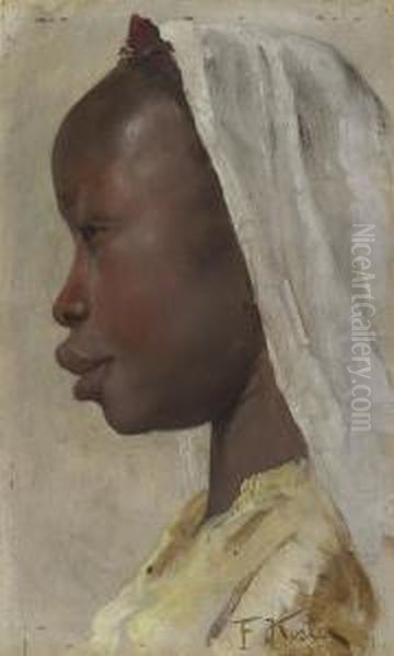 Profile Of A Nubian Girl Oil Painting by Franz Xavier Kosler