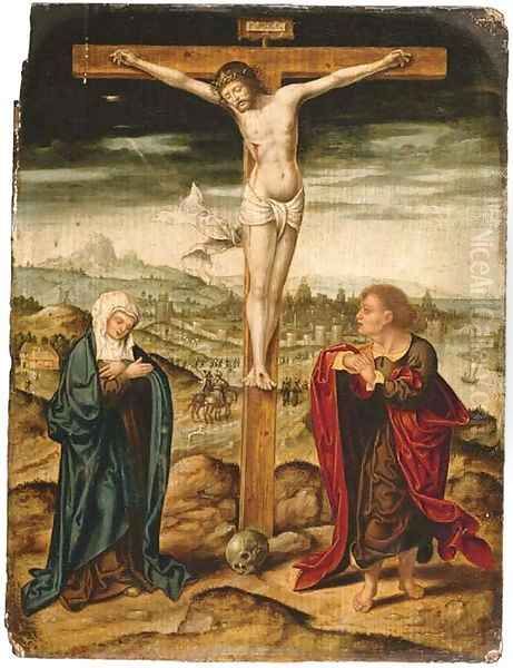 The Crucifixion with the Virgin and Saint John the Evangelist Oil Painting by Joos Van Cleve