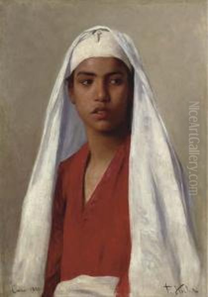 Portrait Of A Young Egyptian Girl Oil Painting by Franz Xavier Kosler