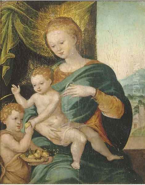 The Virgin and Child with Saint John The Baptist Oil Painting by Joos Van Cleve