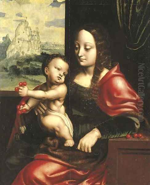 The Madonna of the Cherries 2 Oil Painting by Joos Van Cleve