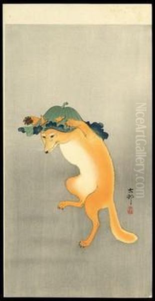 Dancing Fox Oil Painting by Ohara Koson