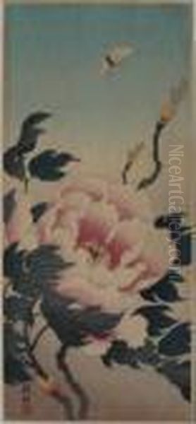 Peony Oil Painting by Ohara Koson