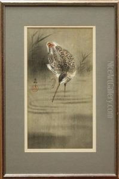 Geese And Snowy Reeds Oil Painting by Ohara Koson